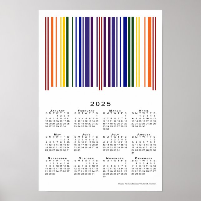 Poster Code barre arc-en-ciel 2025 Calendrier (Devant)
