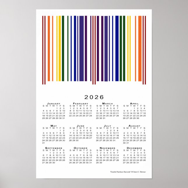Poster Code barre arc-en-ciel 2026 Calendrier (Devant)