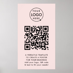 Poster Code QR Business Logo Professionnel Simple Rose