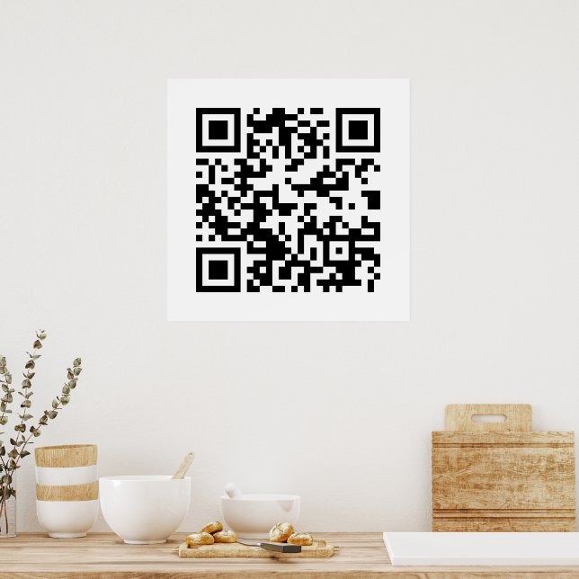 Poster Code QR, Code de réponse rapide, noir et blanc (Cuisine)