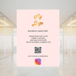 Poster Code QR de logo d'entreprise instagram rose poudré