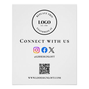Poster Code QR de médias sociaux d'entreprise site Web lo