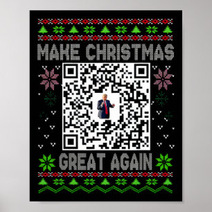 Poster Code QR drôle de Noël moche Président Trump Danse