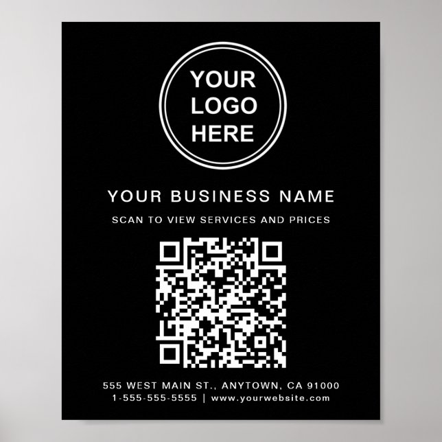 Poster Code QR du logo de l'entreprise Noir (Devant)
