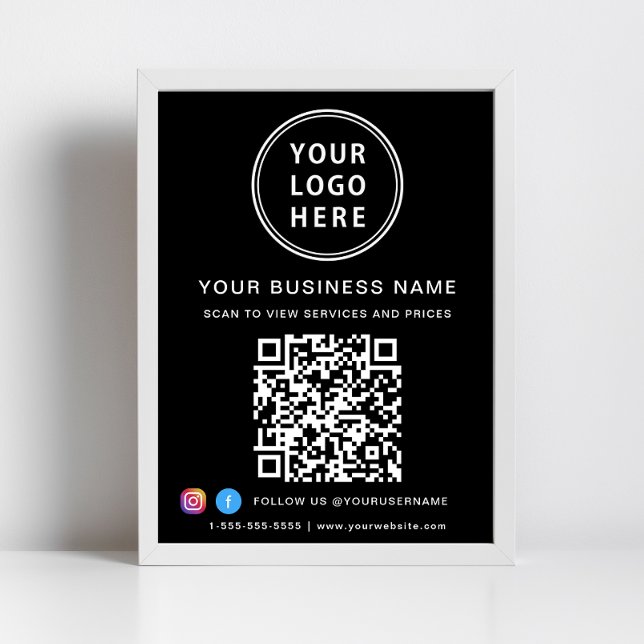 Poster Code QR du logo de l'entreprise sur les réseaux so (Créateur téléchargé)