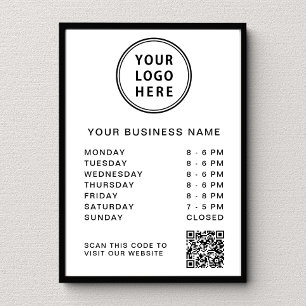 Poster Code QR du logo des heures d'ouverture du site Web