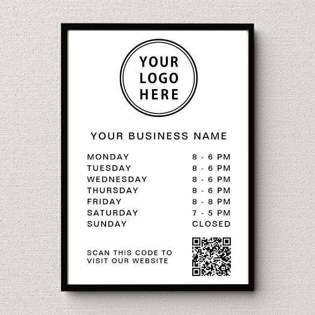 Poster Code QR du logo des heures d'ouverture du site Web (Créateur téléchargé)