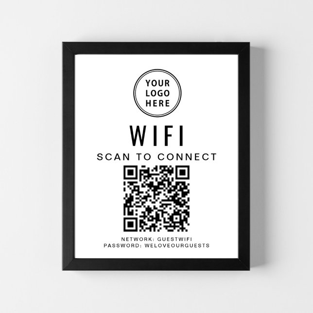 Poster Code QR du réseau wifi du logo de l'entreprise (Créateur téléchargé)