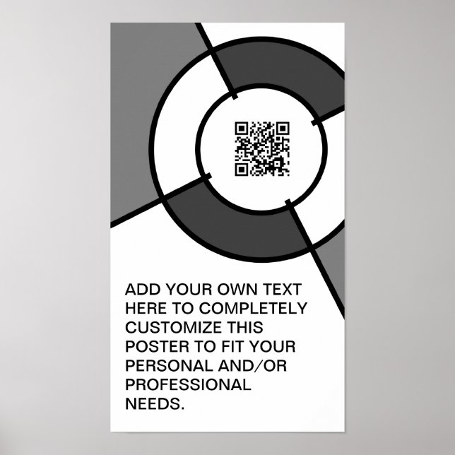 Poster code QR noir et blanc du bullseye (Devant)