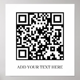 Poster Code QR noir personnalisé   Affichage de texte min