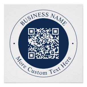 Poster Code QR personnalisable & Texte   Bleu marine fonc