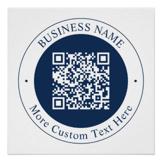 Poster Code QR personnalisable & Texte | Bleu marine fonc