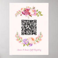 Code QR personnalisé Mariage de cadres floraux Reg