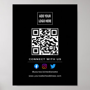 Poster Code QR Suivez Scan Pour Nous Connecter Noir Blanc