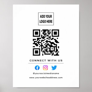 Poster Code QR Suivre l'analyse pour se connecter avec no