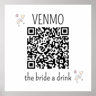 Poster Code QR VENMO pour offrir un verre à la mariée Ent