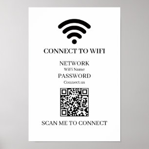 Poster Code QR WiFi personnalisé   Affichage de scan de r