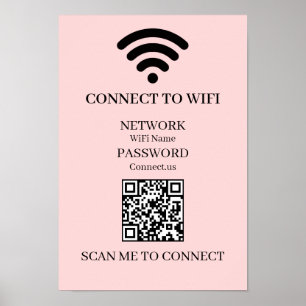 Poster Code QR WiFi Rose Personnalisé   Affichage de scan