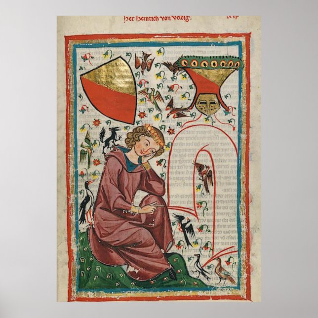 Poster Codex Manesse Herr Heinrich von Veldeke (Devant)
