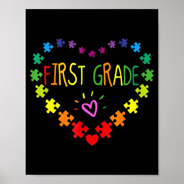 Poster Coeur 100e Jour de 1ère année Enseignant Autisme A (Devant)