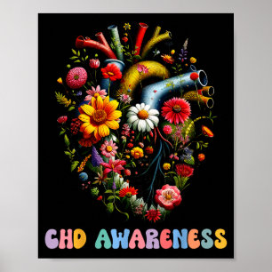 Poster Cœur Anatomique Floral Tsv Maladie Congénitale