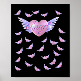 Poster Coeur ange avec ailes