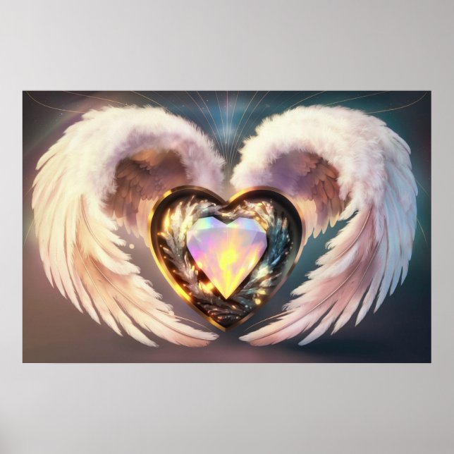 Poster *~* Coeur Ange Blanc Ailes AP78 Opal Topaz (Devant)