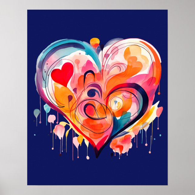 Poster Coeur aquarelle (Devant)