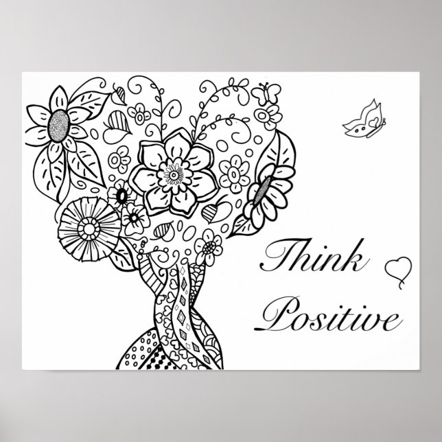 Poster Coeur arbre colorant pensée positive (Devant)