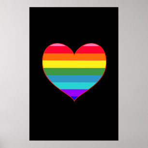 Poster Coeur arc-en-ciel