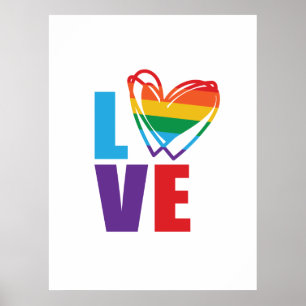 Poster Cœur Arc-en-ciel Amour