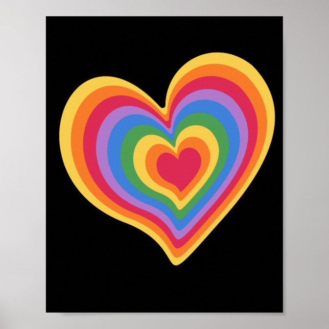 Poster Coeur arc en ciel. Fierté amour gay (Devant)