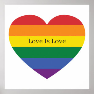 Poster Coeur arc-en-ciel texte personnalisé