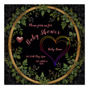 Poster Coeur baby shower