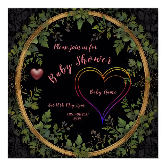 Poster Coeur baby shower (Devant)