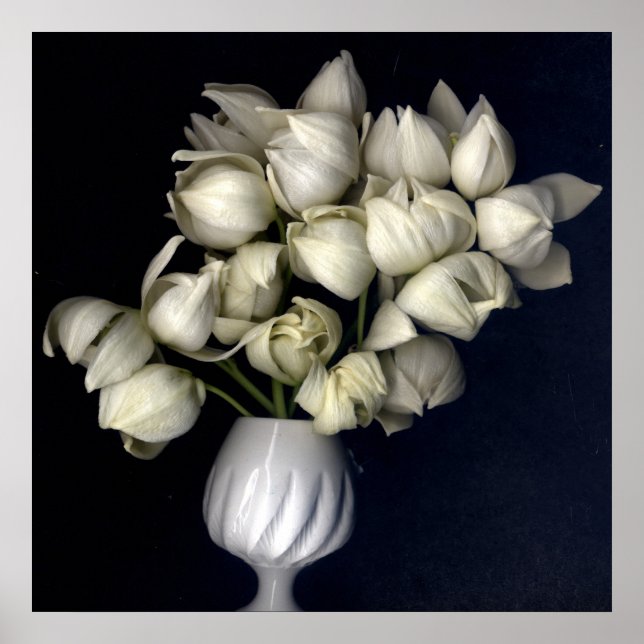 Poster Coeur blanc en noir (Devant)