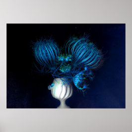 Poster Coeur bleu en noir