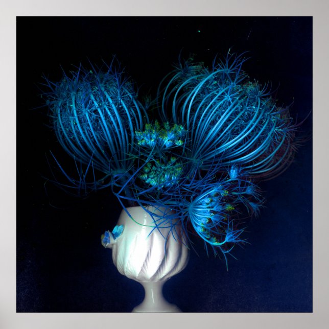 Poster Coeur bleu en noir (Devant)