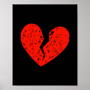 Poster Cœur Brisé Chagrin D'amour Anti-amour Gauche Poitr