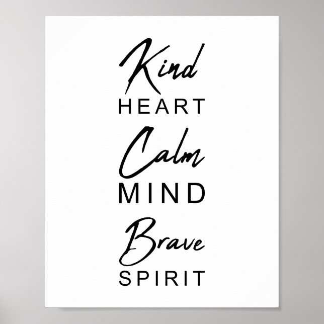 Poster Coeur calme esprit brave esprit | Inspirationnel (Devant)