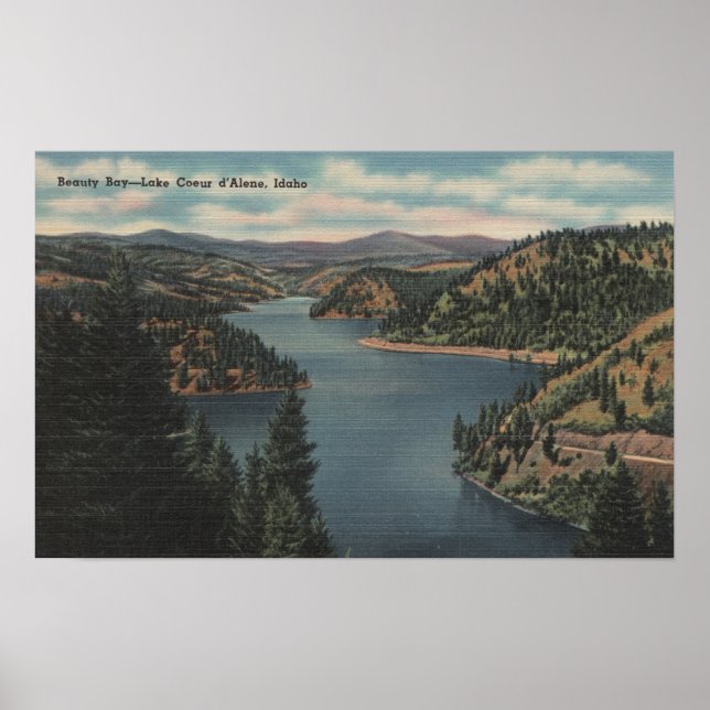 Poster Coeur d'Alene, ID - Vue de Beauty Bay (Devant)