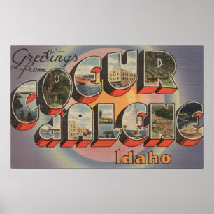 Poster Coeur d'Alene, Idaho - Scènes de grandes lettres