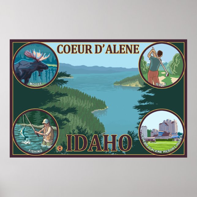 Poster Coeur D'Alene, IdahoAffiche touristique (Devant)