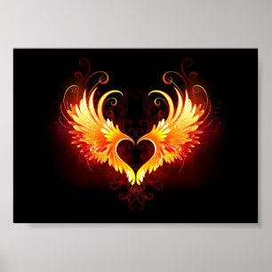 Poster Cœur d'ange de feu avec des ailes