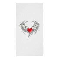 Cœur d'ange rouge avec ailes