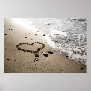 Poster Coeur dans l'affiche/toile de sable