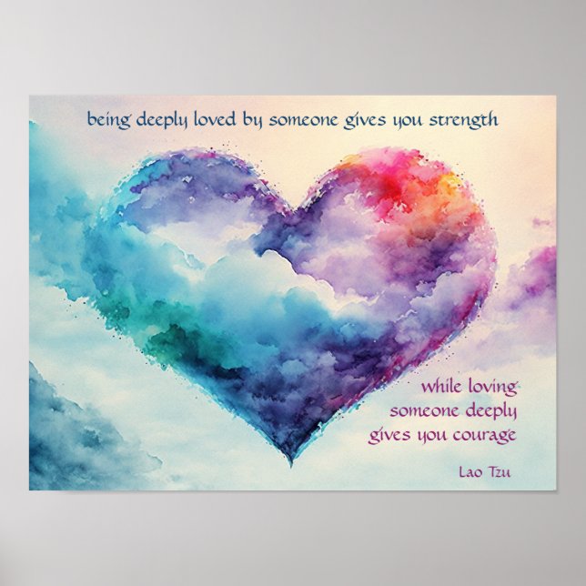 Poster Coeur d'aquarelle Inspirational (Devant)