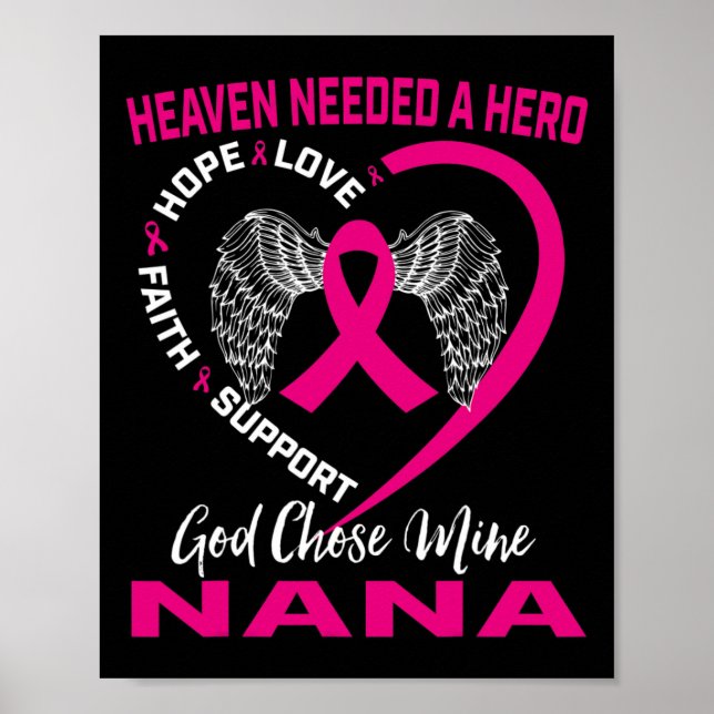 Poster Coeur De Cancer Du Sein Chrétien Rose En Mémoire D (Devant)