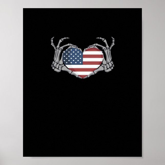 Poster Coeur de drapeau américain (Devant)