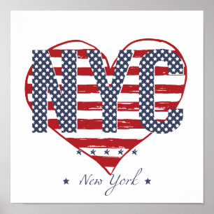 Poster Coeur de drapeau américain de NYC